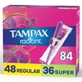 thumbnail image 1 of Tampax Radiant Tampons Duo Pack Regular/Super Absorbency, Unscented (84 ct.), 1 of 7