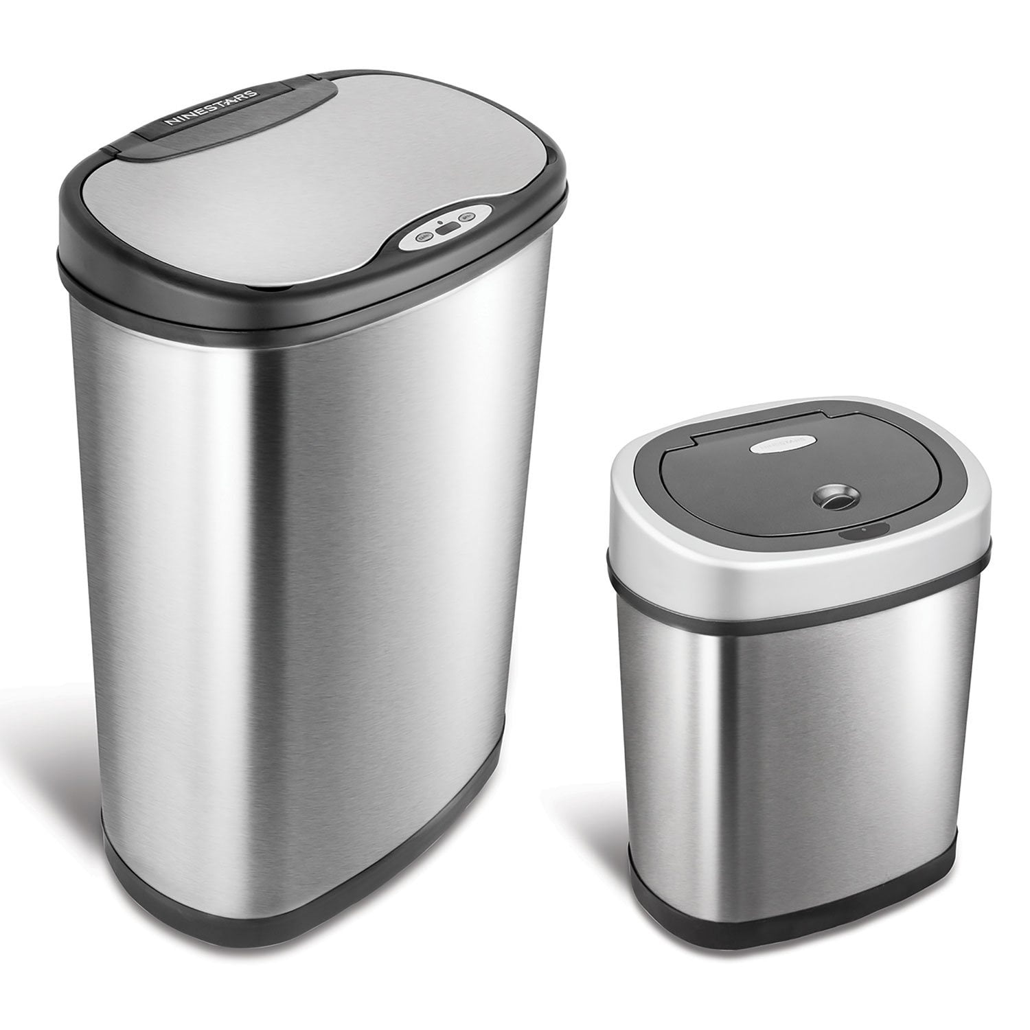 Nine Stars Sensor Trash Cans, Stainless Steel 13.2 gal./3.2 gal