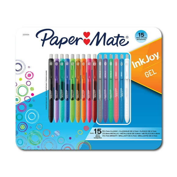 Paper Mate InkJoy Gel Pens, Medium Tip, Assorted Colors, 15 Count
