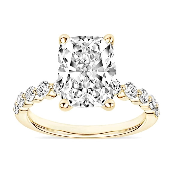Lab Created 3.48 CT. T.W. Elongated Cushion Cut Pave Diamond Ring