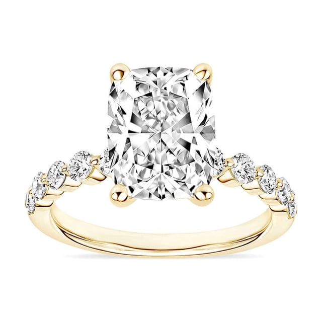 Lab Created 3.48 CT. T.W. Elongated Cushion Cut Pave Diamond Ring
