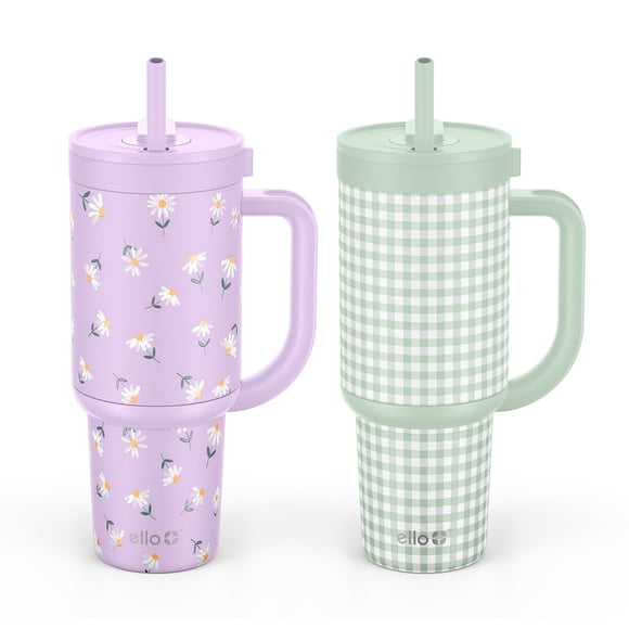 Ello Oasis 30oz Stainless Steel Tumbler with Handle, 100% Leakproof, 2-Pack