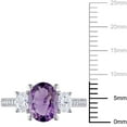 thumbnail image 3 of Oval Cut Amethyst & 0.58 CT. T.W. Diamond 3-Stone Ring in 14K Gold, 3 of 6