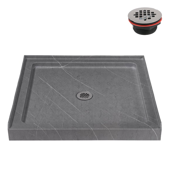 Streamline 36 in. x 36 in. Alcove Acrylic Shower Base With Center Drain, Drain Included Assorted Colors