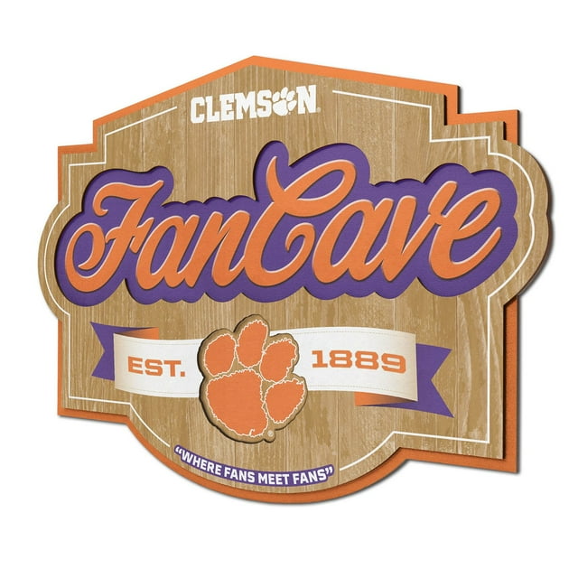 YouTheFan Clemson Tigers 17"x12.5" 3D Multi-Layered Fan Cave Sign