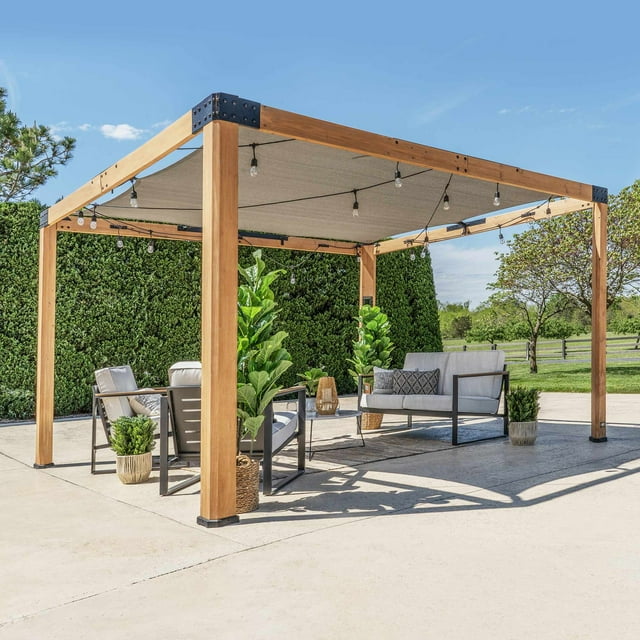 Backyard Discovery 12' x 10' Brendan Cedar Sail Shade Pergola with PowerPort