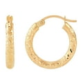 thumbnail image 2 of Crystal Cut Round Hoop Earrings in 14K Gold, 2 of 5