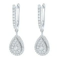 thumbnail image 3 of 0.96 CT. T.W. Round Cut Pear Shape Halo Diamond Dangle Earrings in 14K Gold, 3 of 7