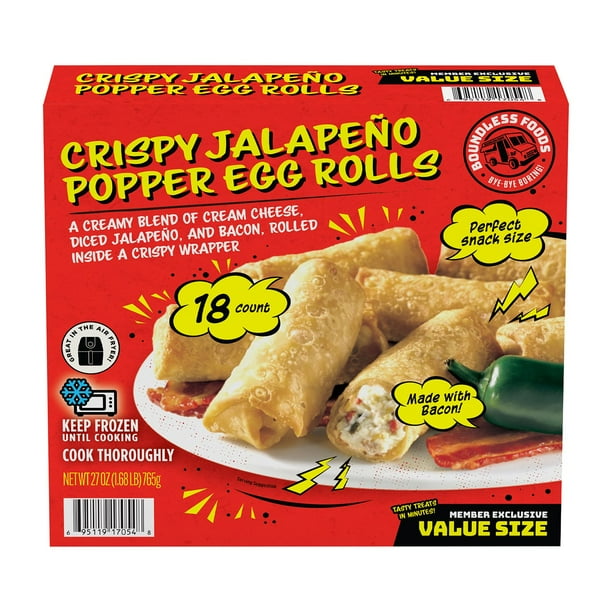 Boundless Foods Crispy Jalapeño Popper Egg Roll, Frozen, 18 ct