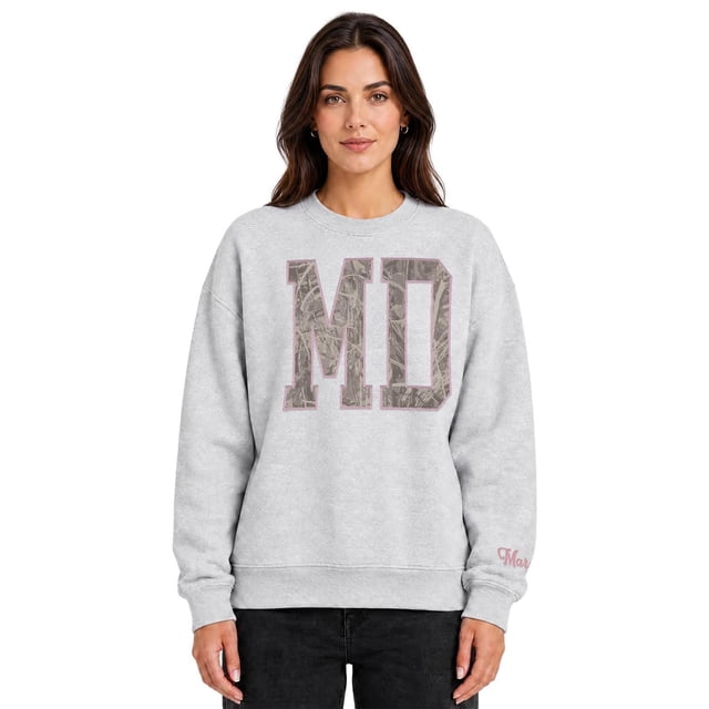 State of Mine Women's Camo Letters State Sweatshirt