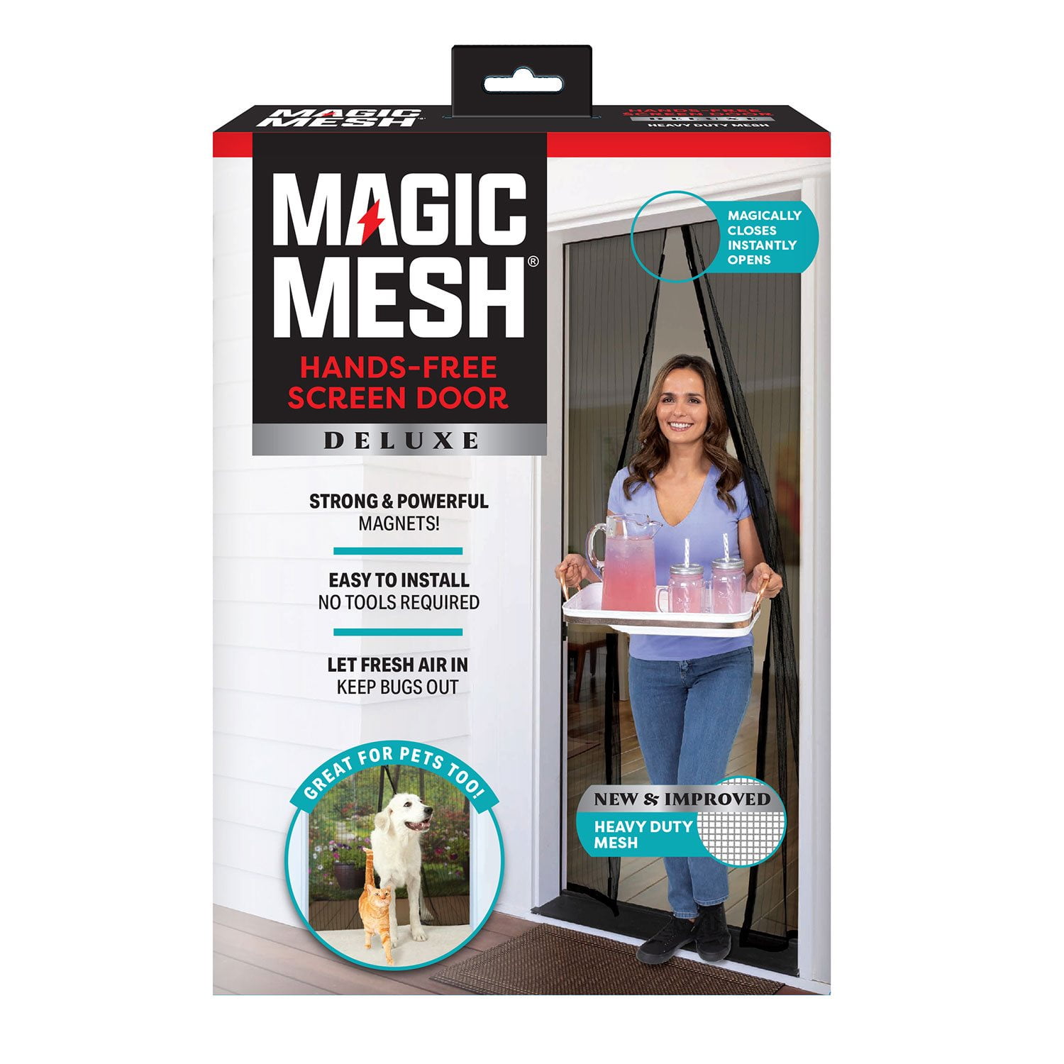 Magic Mesh Deluxe 83” x 39” Hands Free Magnetic Screen Door, 2pk