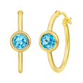 thumbnail image 1 of Round Bezel Set Hoop Earring in 14K Gold, 1 of 3