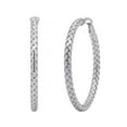 thumbnail image 2 of Italian Diamond Cut Snake Hoop Earrings in Sterling Silver, 2 of 6