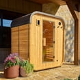 thumbnail image 1 of Backyard Discovery 2-4 Person Cedar Outdoor Cube Sauna with Electric Heater & Glass Door, 1 of 13