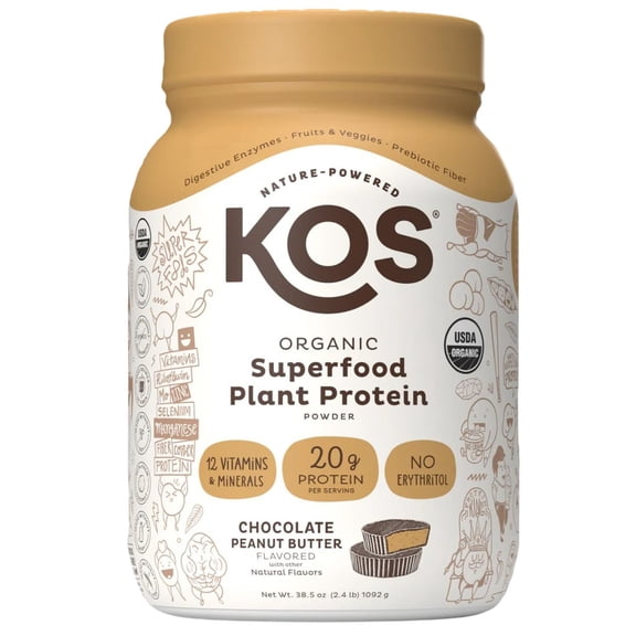 KOS Organic Superfood Plant Chocolate Peanut Butter Protein Powder 2.4lbs.