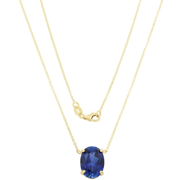 Lab Created Gemstone Necklace in 14K Yellow Gold