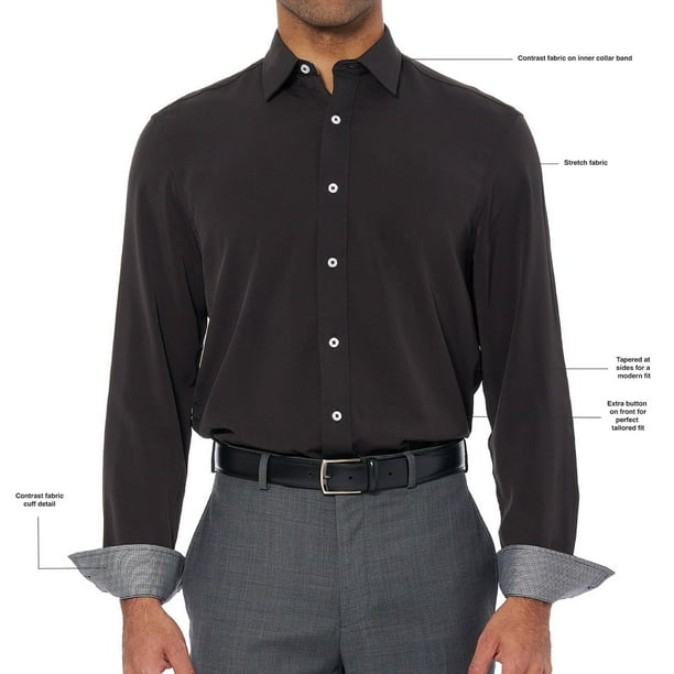 Nick Graham Men's Modern Fit Dress Shirt - Alstroemera Flower Print, Performance Wrinkle-Free Fabric