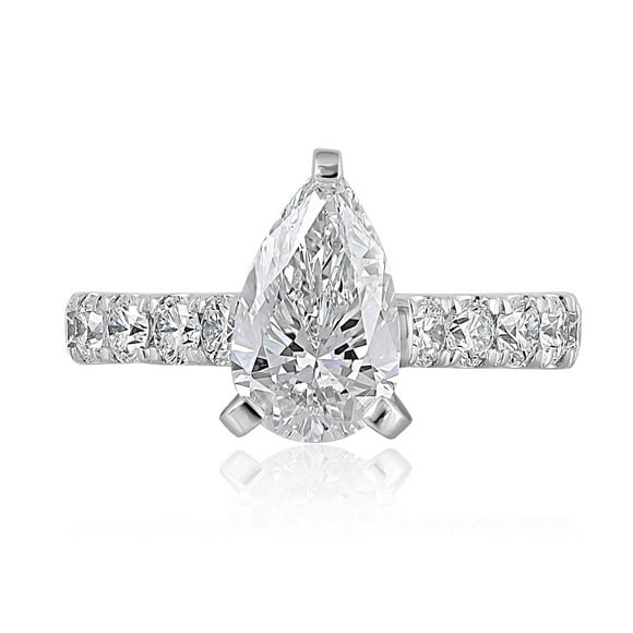 Lab Created Pear Cut Diamond Ring in 18K Gold