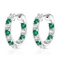 thumbnail image 1 of Lab Created Gemstone Huggie Hoop Earrings in Sterling Silver, 1 of 6
