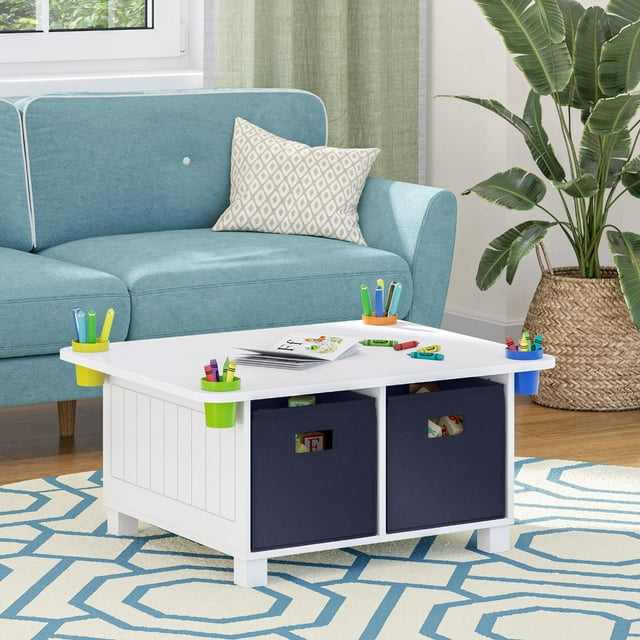 RiverRidge Kids Activity Table with Cubbies, Removable Cups and 4 Bins