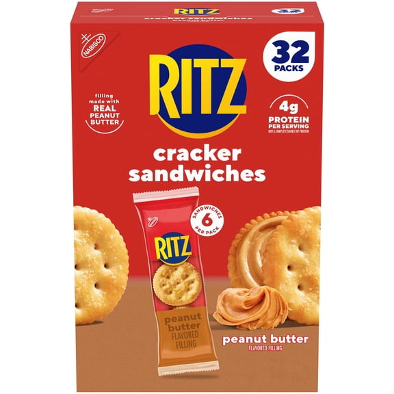 RITZ Peanut Butter Sandwich Crackers, Lunch Snacks, 32 pk.