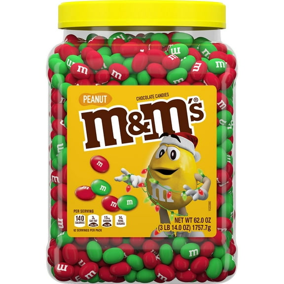 M&M'S Christmas Peanut Milk Chocolate Candy, 62 oz.