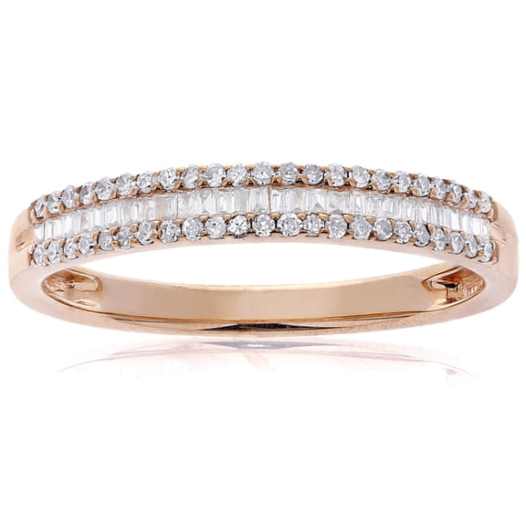 0.23 CT. T.W. Baguette and Round Diamond Band in 14K Gold