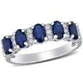 thumbnail image 1 of Blue Sapphire & 0.13 CT. T.W. Diamond 5-Stone Ring in 14K Gold, 1 of 6