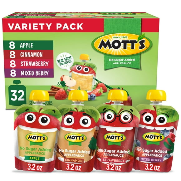 Mott's No Sugar Added Applesauce Variety Pack, 3.2 oz., 32 ct.