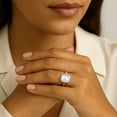thumbnail image 4 of Lab Created Emerald Cut Gemstone and Diamond Ring in Sterling Silver, 4 of 4