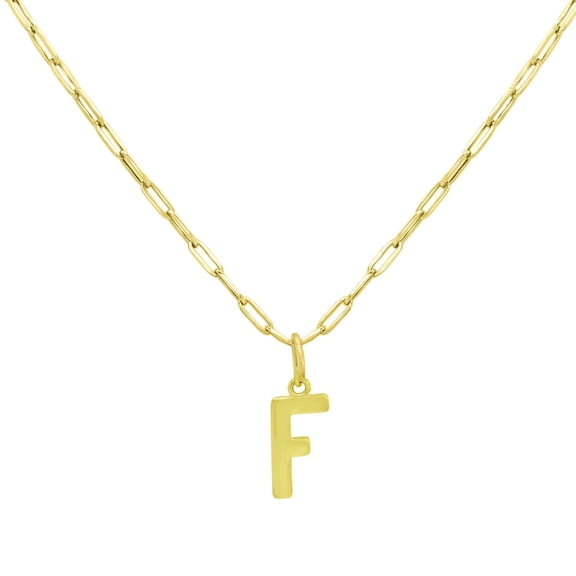 Initial Paperclip Chain Pendant Necklace in 14K Gold