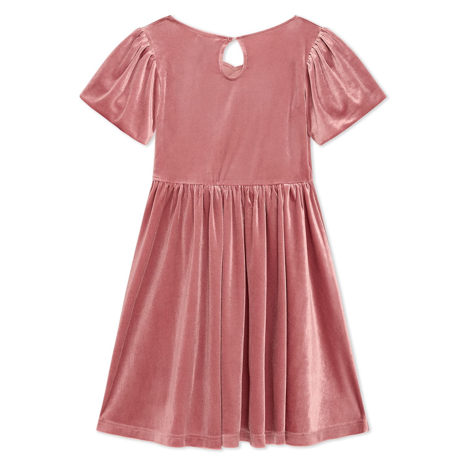lilt little girls short sleeve velvet a-line dress Lands' End Velour pattern_Hollow Out Vintage A-line Print Floral Color:Lilac (Lavender) Shell be ready for