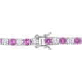 thumbnail image 3 of Round Cut Lab Created Gemstone Tennis Bracelet in Sterling Silver, 3 of 5