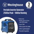 thumbnail image 2 of Westinghouse 2550 Watt Gas Powered Inverter Generator with Recoil Start and Quiet Technology, 2 of 13