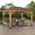 thumbnail image 1 of Backyard Discovery 14' x 10' Cordova Light Brown Cedar Gazebo with PowerPort, 1 of 13