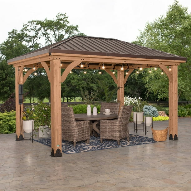 ハナコ　ページ Backyard Discovery 14' x 10' Cordova Light Brown Cedar Gazebo with