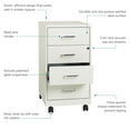 thumbnail image 14 of Hirsh 18" Deep 4-Drawer Metal Mobile Organizer, 4 Box Drawers, White, 14 of 19