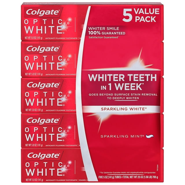 Colgate Optic White Toothpaste, Sparkling Mint (5 oz., 5 pk.)