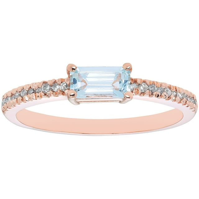Baguette Cut Gemstone and 0.10 CT. T.W. Diamond Ring in 14K Gold