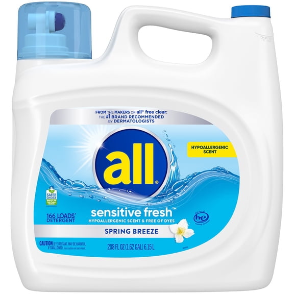 all Liquid Laundry Detergent, Sensitive Fresh, 208 Ounce, 166 Loads