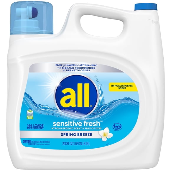 all Liquid Laundry Detergent, Sensitive Fresh, 208 Ounce, 166 Loads