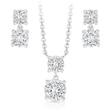 Lab White Sapphire Pendant and Earring Set in Sterling Silver