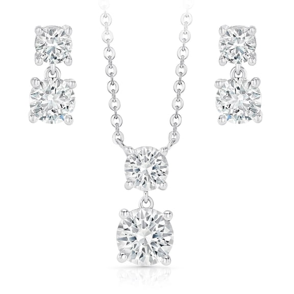 Lab White Sapphire Pendant and Earring Set in Sterling Silver