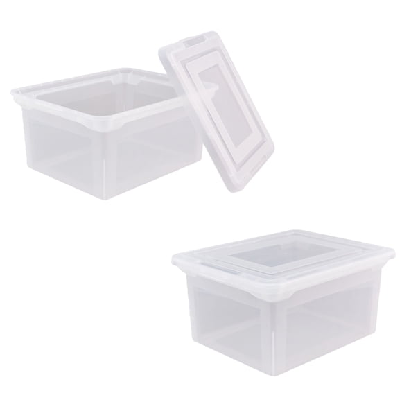 Letter Legal File Totes, 2 pack. Clear Base and Lid with Snap Tight Lid