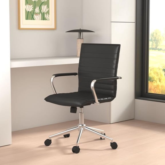 BOSS Office Contemporary Ribbed Style Mid-Back Arm Task Chair
