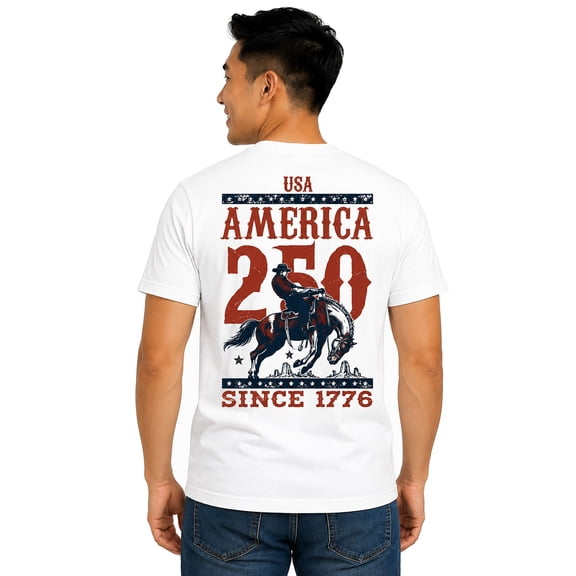Adult America 250 Cowboy Graphic Short Sleeve T-Shirt