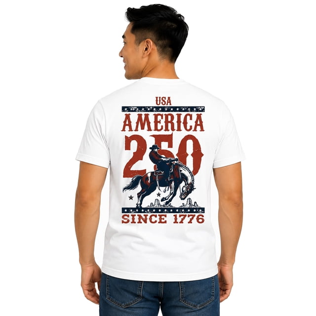 Adult America 250 Cowboy Graphic Short Sleeve T-Shirt