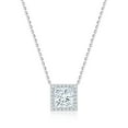 thumbnail image 1 of Lab Created Solitaire Halo Diamond Pendant Necklace in 18K Gold, 1 of 7