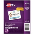 thumbnail image 1 of Avery Secure Top Heavy-Duty Badge Holders, Horizontal, 4w x 3h, Clear, 25/Pack, 1 of 6