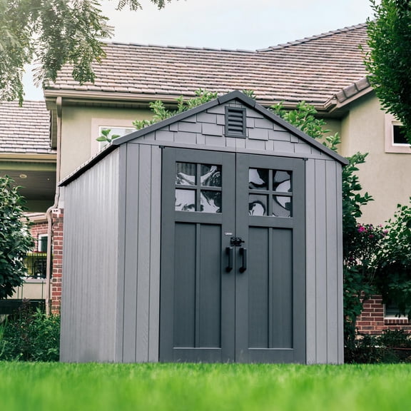 Lifetime 7' x 7' Outdoor Storage Shed, Gray